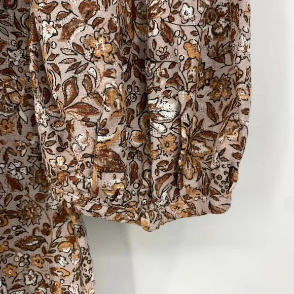 Universal Thread Midi Dress Size S Floral Ruffle Crew Neck Balloon Long Sleeve - Picture 2 of 8